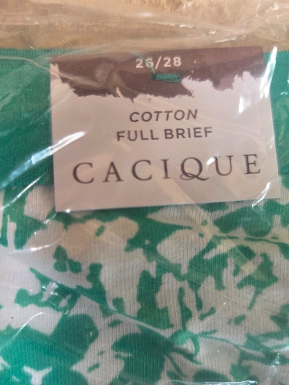 Cacique Green Floral Cotton Full Brief Plus Size 26/28 NWT